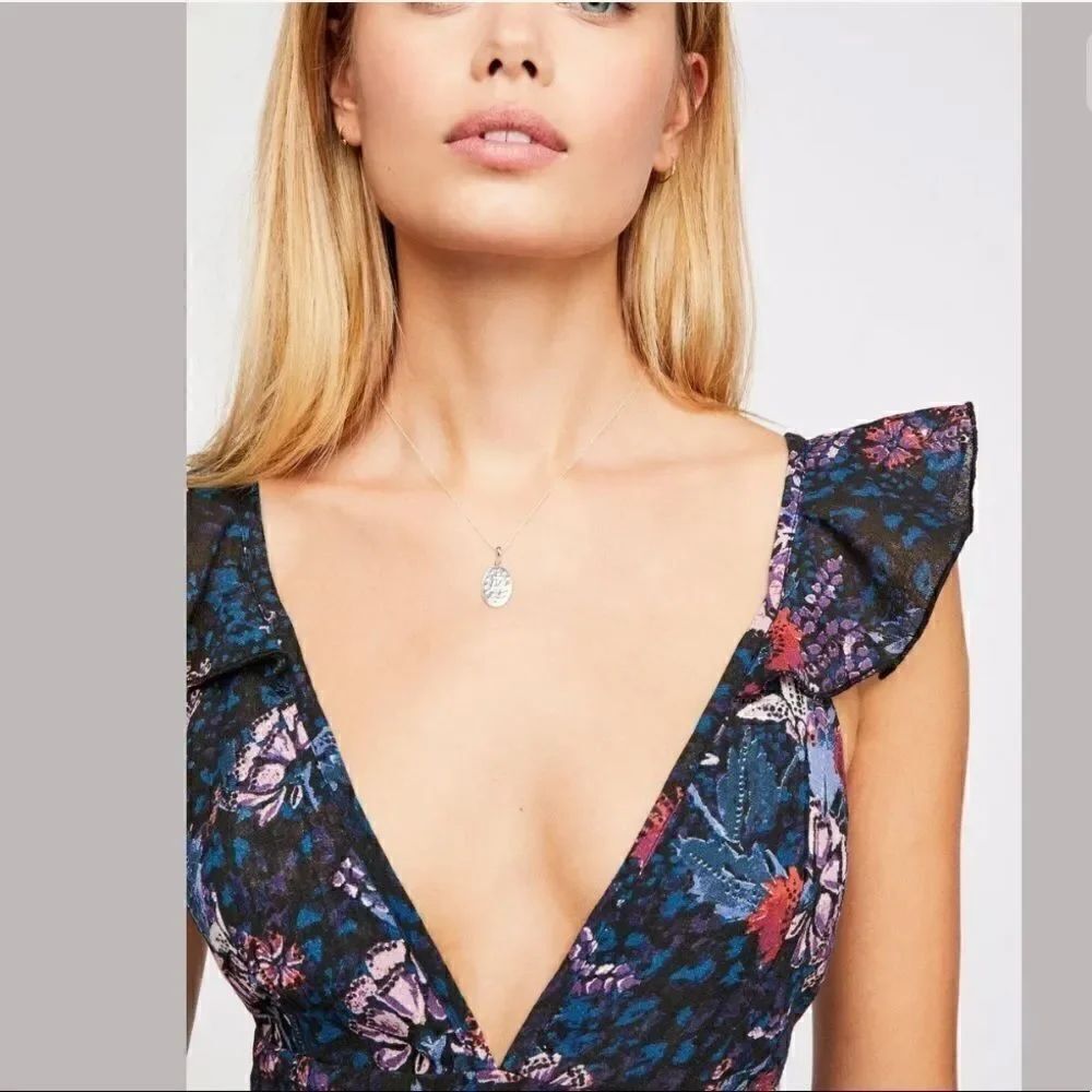 FREE PEOPLE JOSIE DEEP V FLORAL ANIMAL MINI DRESS - Picture 2 of 4